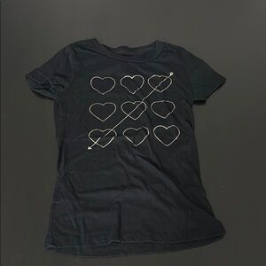 Aeropostale Black T-Shirt with Heart and Arrow Design